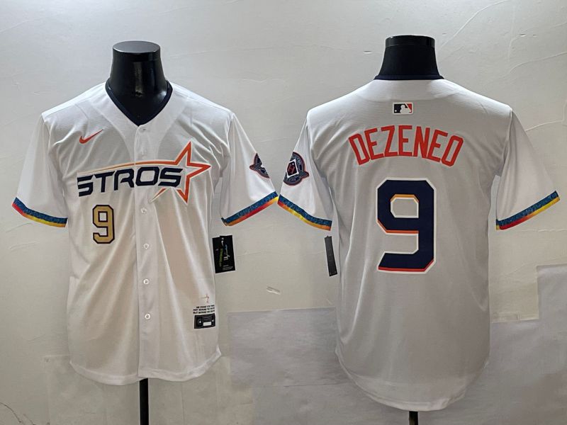 Men Houston Astros #9 Dezeneo White Fourth generation Joint Name Nike 2025 MLB Jersey style 3->houston astros->MLB Jersey
